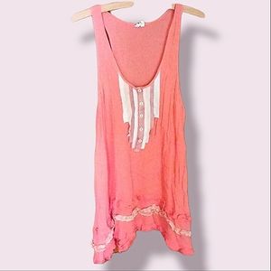 Free People Boho Tunic Tank Medium Coral Cream